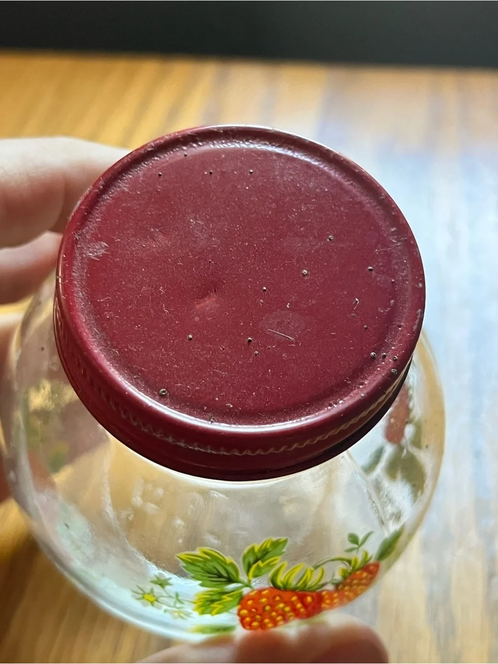 Vintage MCM Strawberry Graphics Jar Canister with Lid